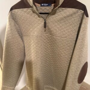 Daniel Cremieux Men's Cream Half-Zip Sweater with Brown Accents